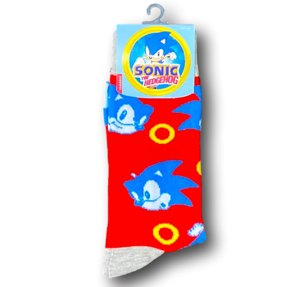 3/$20 Sonic The Hedgehog & Rings Sega Funny Novelty Crew Socks - NWT